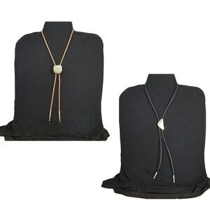 Western Bolo Ties w/Abalone and Silver Slides, Braided Cords, and Silver Tips